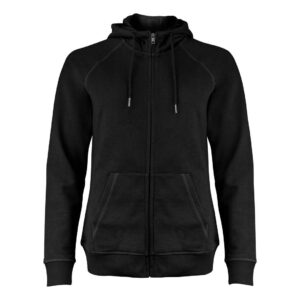 HOODIE FULLZIP DAM SVART